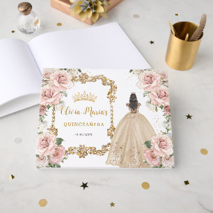 Quinceanera Blush Pink Floral Champagne Gastenboek