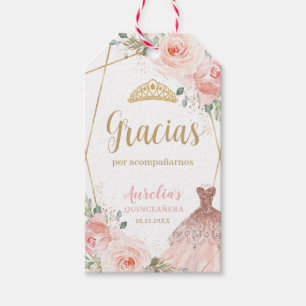 Quinceañera Blush Pink Floral Dress Birthday Favor Cadeaulabel