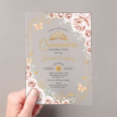 Quinceanera Blush Pink Gold Floral Invitation (In situ (ordinateur de poche))