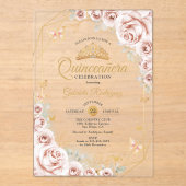 Quinceanera Blush Pink Gold Floral Invitation (Recto)
