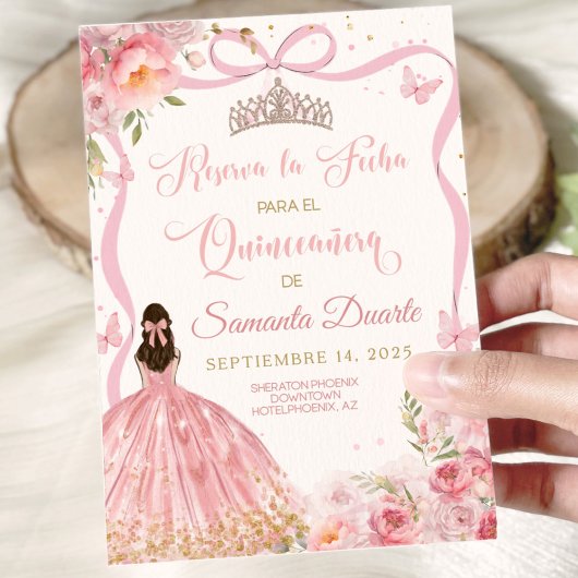 Quinceañera Blush Pink Gold Save The Date