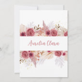 Quinceañera Blush Pink Pampas Grass Bloemen Kaart (Achterkant)