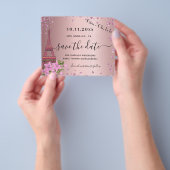 Quinceanera blush roze parijs budget behalve datum flyer (Hand)