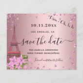 Quinceanera blush roze parijs budget behalve datum flyer (Voorkant)