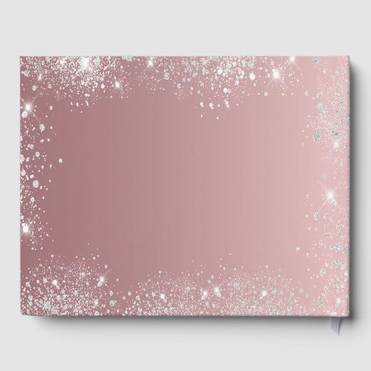 Quinceanera blush roze witte jurk glitter gastenboek (Achterkant)
