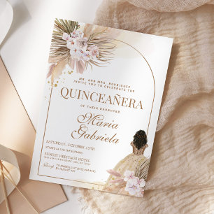 Quinceanera Boho Pampas Floral Mis Quince Anos Kaart