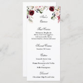 Quinceanera bordeaux menu Modèle (Devant / Derrière)