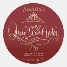 Quinceañera Bourgogne 15e verjaardag Ronde Sticker