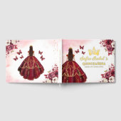 Quinceañera Bourgondië Gouden Prinses Floral Gastenboek (Volledig)