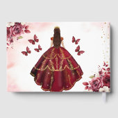 Quinceañera Bourgondië Gouden Prinses Floral Gastenboek (Achterkant)