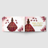 Quinceañera Bourgondië Gouden Prinses Floral Gastenboek (Volledig)