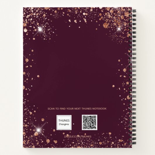 Quinceanera burgundy roos Gold tiara Notitieboek (Achterkant)