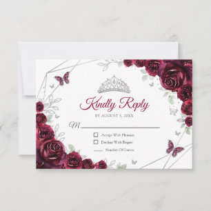 Quinceanera Burgundy Zilver Bloemstuk Antwoord