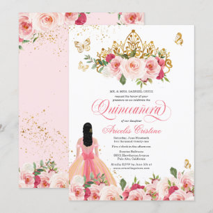 Quinceañera Butterfly Blush Pink Waterverf Floral Kaart