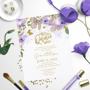 Quinceanera Butterfly Budget Invitation Bilingual