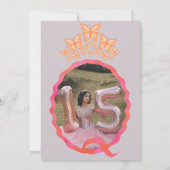 Quinceañera Butterfly Crown Squiggle Invitation (Dos)