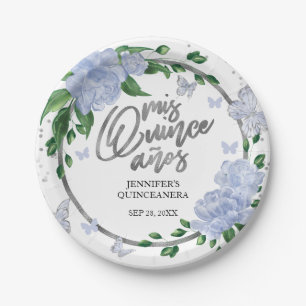 Quinceanera Butterflys Dusty Blue Gown Papieren Bordje