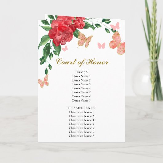 Quinceanera Butterflys Red Gown Programmes (Dos)