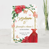 Quinceanera Butterflys Red Gown Programmes (Devant)