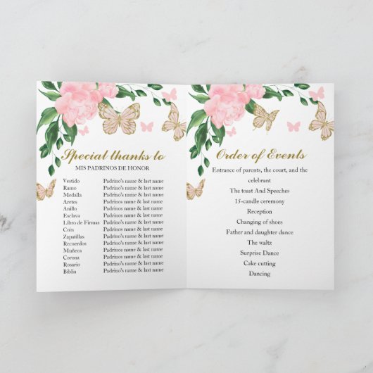 Quinceanera Butterflys Roze Blush Gown Programma's (Binnen)