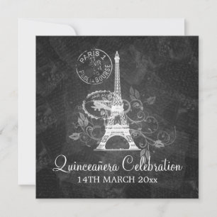 Quinceañera Celebration Party Romantic Paris Black Kaart