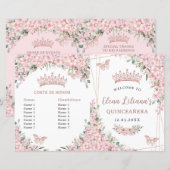 Quinceañera Cherry Blossoms Rose Gold Programme (Devant / Derrière)