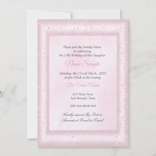 Quinceanera Cinderella Blush Pink Carriage Kaart (Achterkant)