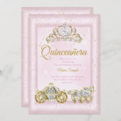 Quinceanera Cinderella Blush Pink Carriage Kaart (Voorkant / Achterkant)
