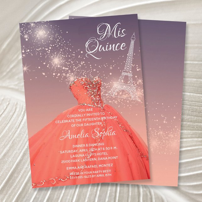Quinceañera Coral Dress Eiffel Tower (Creator heeft geüpload)