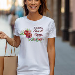 Quinceanera Corte de Honor Élégante rose rouge flo<br><div class="desc">Chemises Quinceanera personnalisées pour votre Court de Honor. Matching Mis Quince Anos tshirt disponible pour les damas et quinceneara à porter ensemble pour des répétitions de danse, des voyages d'achat, etc. Le design floral a un agencement féminin et élégant de roses d'aquarelle et de rosebuds dans les tons rose et...</div>
