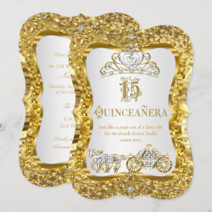 Quinceanera Couronne Magique Or Blanc Invitation