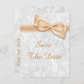 Quinceañera Damask en Faux Bow slaan de datum op Aankondigingskaart (Voorkant / Achterkant)