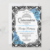 Quinceanera - Damask Silver Blue Kaart (Voorkant)