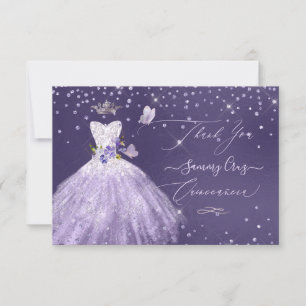 Quinceanera Dank je wel Stof Paarse Glitter Jurk Kaart