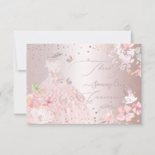 Quinceanera Dank u voor uw blush Glitter Gown Kaart