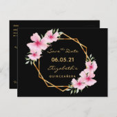 Quinceanera Datum opslaan tropisch goud zwart chic Briefkaart (Voorkant / Achterkant)