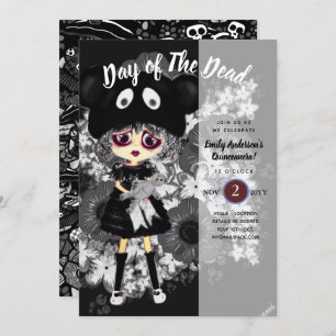 Quinceanera Day of the Dead GOTHIC Girl Sugar Skul Kaart