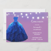 Quinceanera Denim Blauwe Lavendel String Lights Kaart (Voorkant)