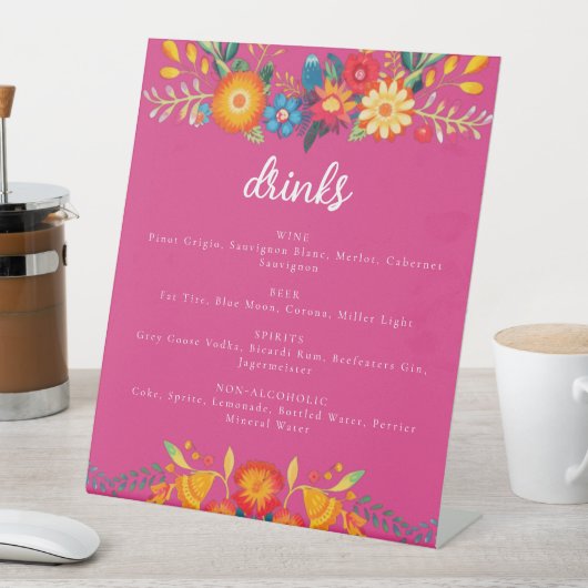 Quinceanera Drink Menu Reclamebord Met Voetstuk (Insitu)