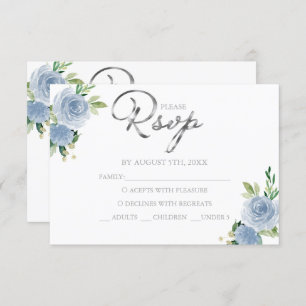 Quinceanera Dusty Blue Bilingual Response Card