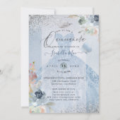 Quinceanera Dusty Blue Glitter Gown Butterflies Kaart (Achterkant)