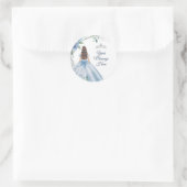 Quinceañera Dusty Blue Uw bericht hier Ronde Sticker (Tas)