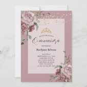 Quinceañera Dusty Purple Floral Gold Invitation (Devant)