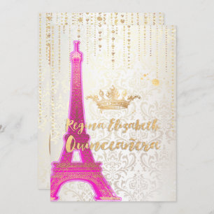 Quinceanera/Eiffel Tower/Parisian Princess/Paars Kaart