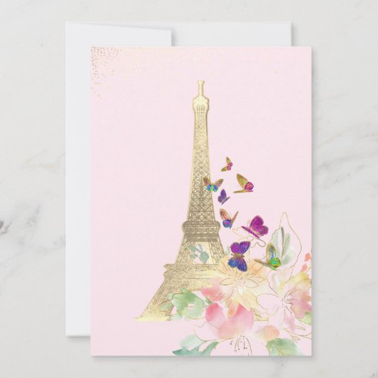Quinceanera Eiffel Tower, Waterverf Butterflies Kaart (Achterkant)