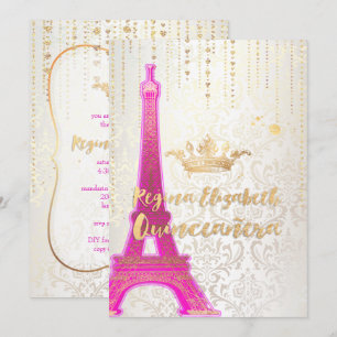 Quinceanera/Eiffeltoren/Parisian Princess/Purper Kaart