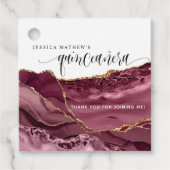 Quinceañera, Elegant Bourgogne Rood en Berry Agaat Bedankjes Labels (Voorkant)