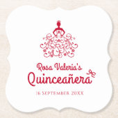 Quinceañera Elegant Rood Kartonnen Onderzetters (Voorkant)