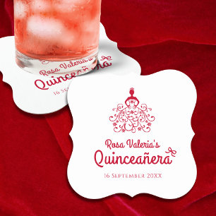 Quinceañera Elegant Rood Kartonnen Onderzetters