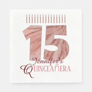 Quinceanera Elegante Roze Kaars15e Verjaardagsfees Servet